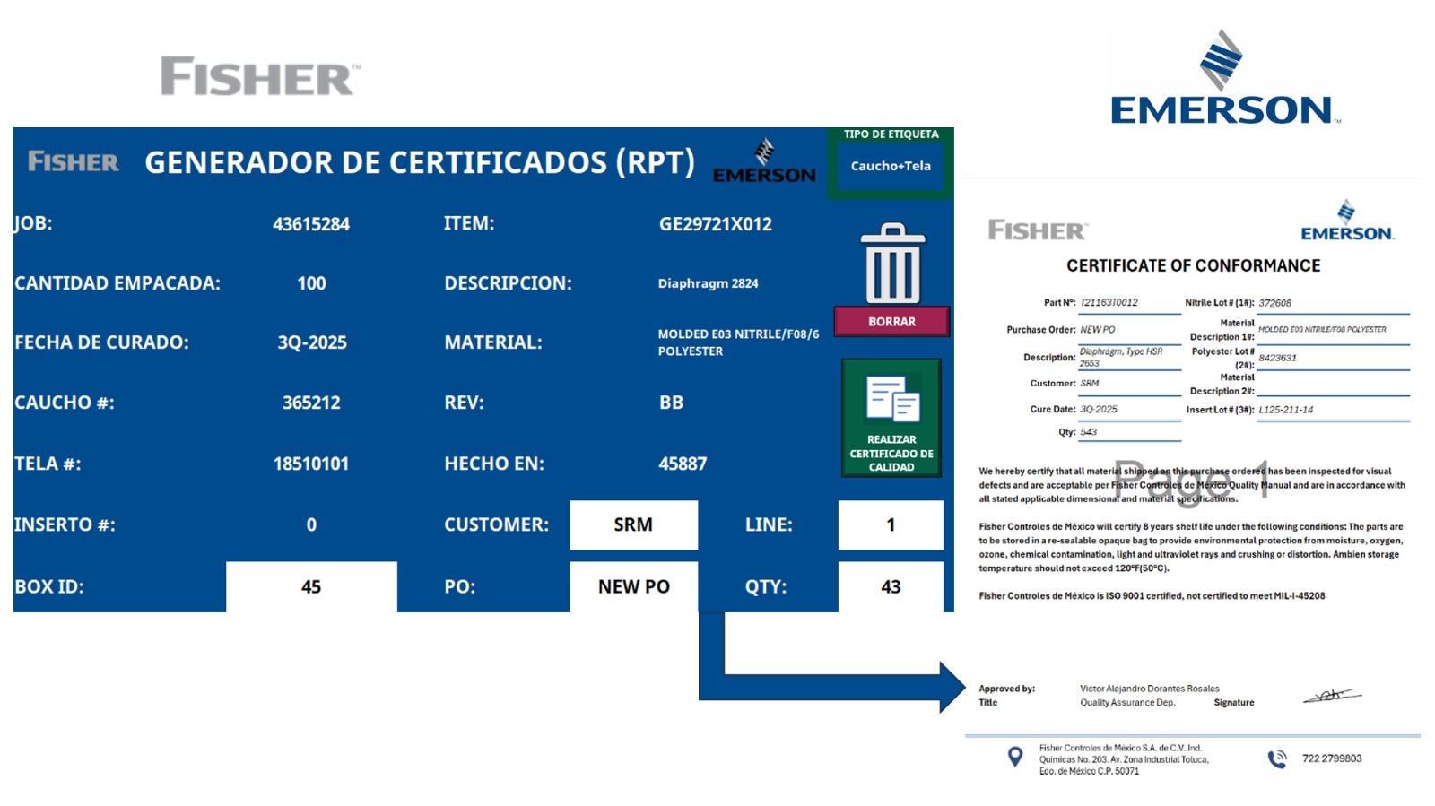 Evidencia del proyecto Automatización De Generación De Certificados De Calidad Para Cliente